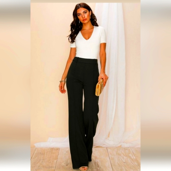 Talbots Pants - TALBOTS BLACK WIDE LEG TROUSER PANTS CUFFED PETITE SIZE 6